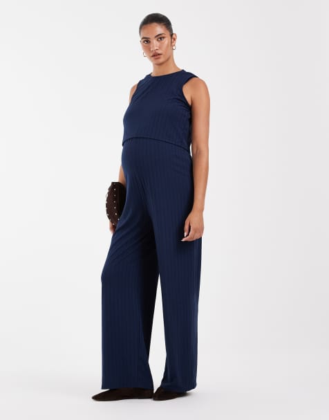 Mamalicious Maternity 2-in-1 ärmelloser Jumpsuit aus Jersey in Marineblau - view 1