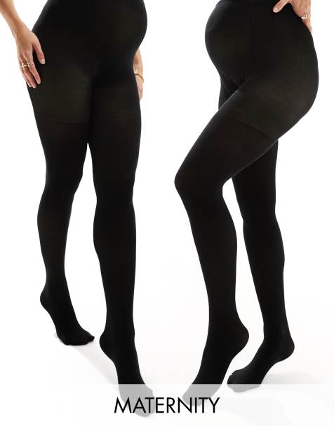 Mamalicious Maternity 2 pack 20 denier tights in black - view 1