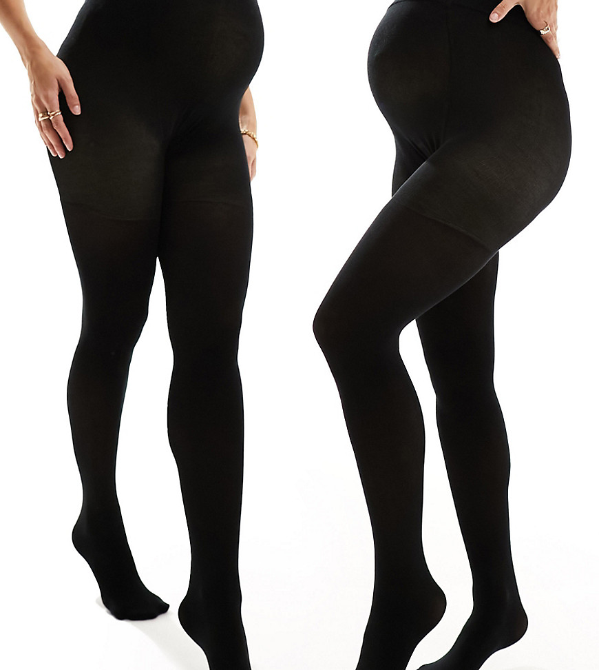 Mamalicious Maternity 2 pack 20 denier tights in black