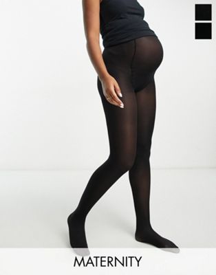 Mamalicious Maternity 2 pack 50 denier tights in black