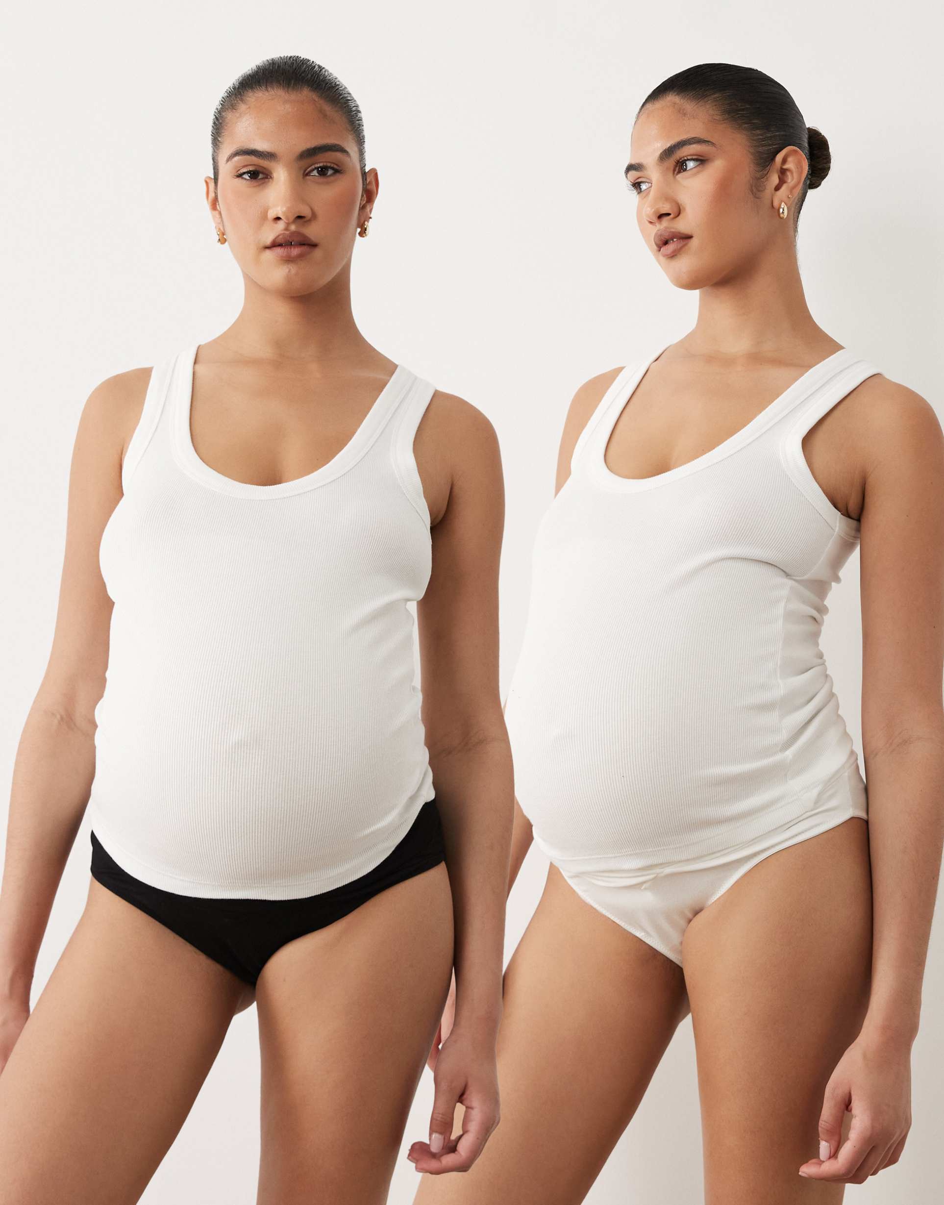 mamalicious maternity 2 pack briefs in white and black