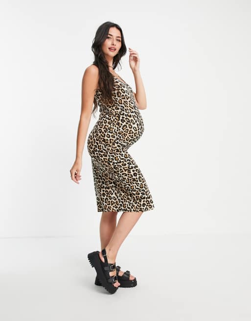 Asos leopard maternity dress online