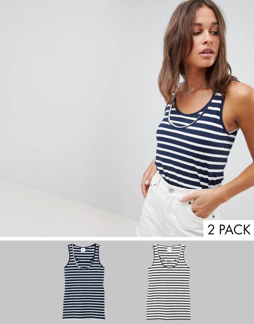 MAMA 2-pack Before & After Nursing Tank Tops - Black/striped