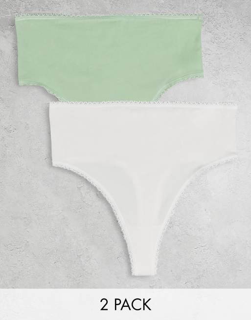 Mamalicious Maternity 2 pack high waisted thong in white and rose