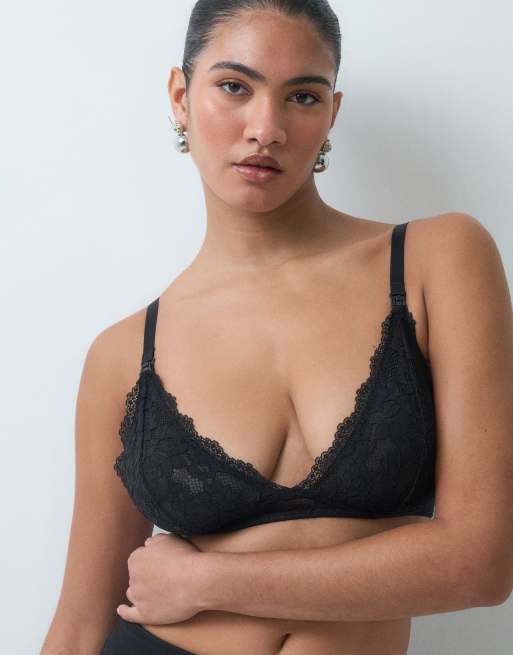 Mamalicious Maternity 2 pack lace nursing function bras in black, 2 of 5