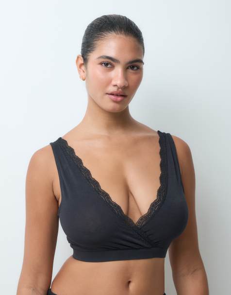 Mamalicious Maternity 2 pack lace trim 2 function bras in black - view 1