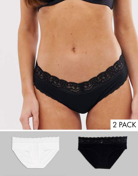Mamalicious Maternity 2 Pack Lace Trim Briefs