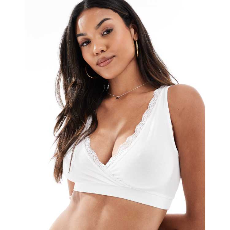 Mamalicious Maternity 2-pack nursing sleep bra with lace trim in 
