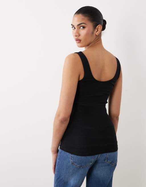 Mamalicious Maternity 2 pack nursing wrap front vests in black and cream, 4 of 4