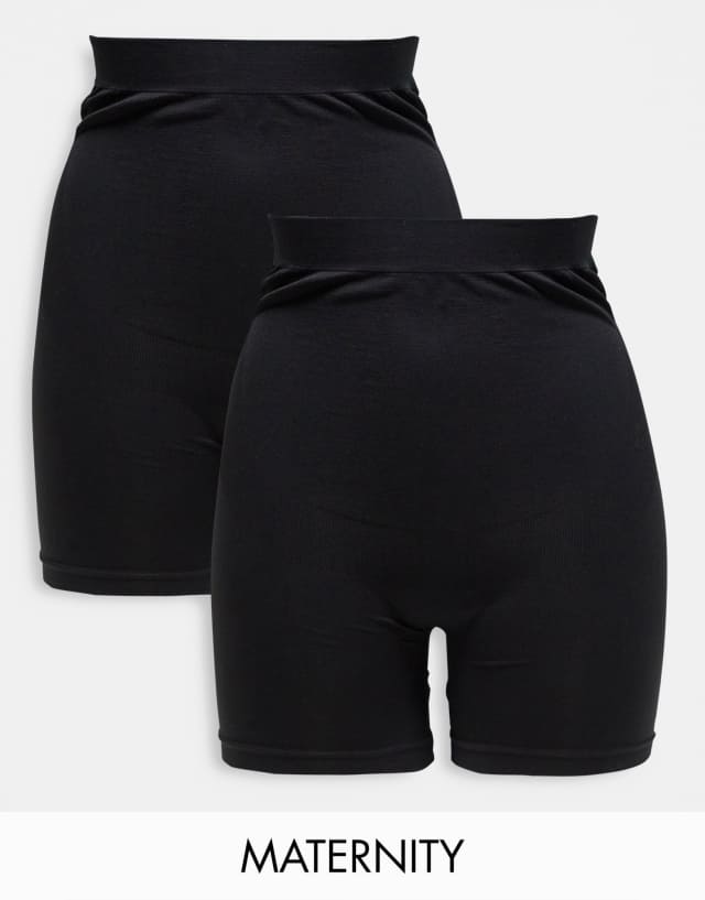 Mamalicious Maternity 2 pack over the bump shapewear shorts in black