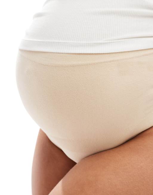 Mamalicious Maternity 2 pack over the bump thong in white and beige, 4 of 4