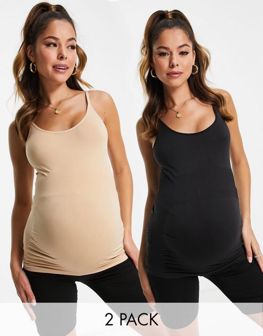 Mamalicious Maternity seamless vest top in black