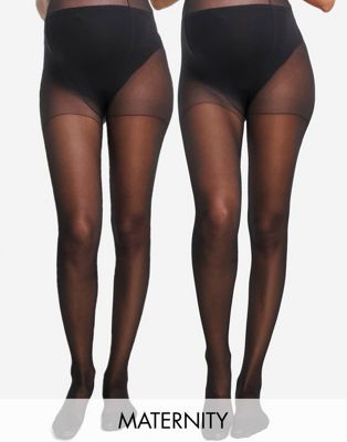 Mamalicious Maternity 2-pack tights in black