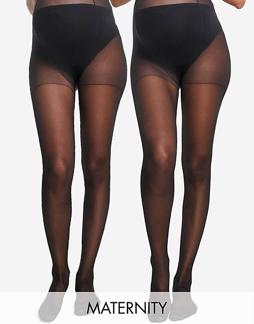 Multipacks Mamalicious Maternity 2-pack tights in black 