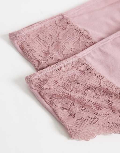 Mamalicious Maternity 2-pack trosor med spetskant i woodrose pink, 3 av 3
