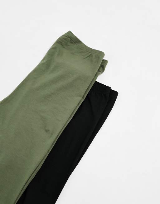 Mama.licious Maternity – 2er-Pack Leggings aus Baumwolle in Schwarz und Khaki , 2 von 4