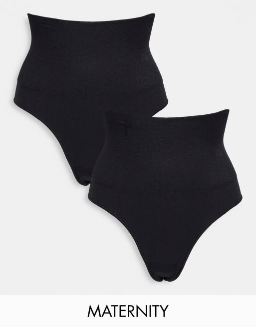 Mamalicious Maternity – 2er-Pack Tangas in Schwarz mit hohem Bund, Umstandsmode
