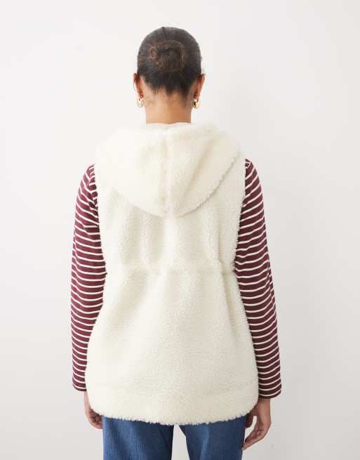 Mamalicious Maternity 3-i-1 teddy-fleece vest i creme, 4 af 4