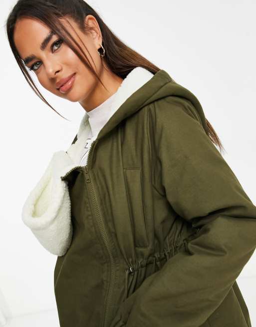 Mamalicious Maternity padded combi coat in khaki