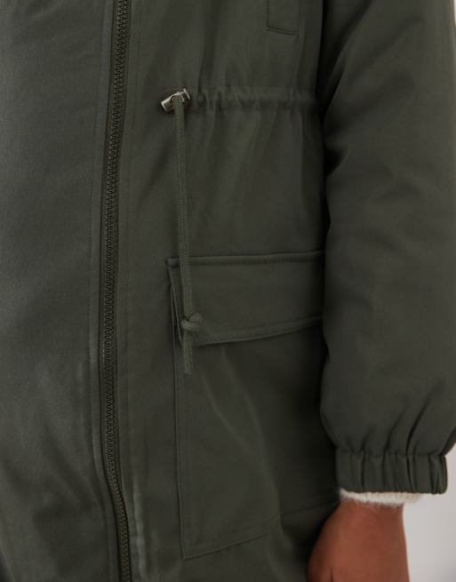 Mamalicious Maternity 3-in-1 fleece lined coat in dark green, 3 of 4