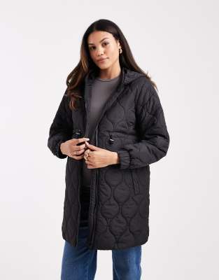 Mama.licious Mamalicious Maternity 3-in-1 onion quilted jacket with removeable front in black