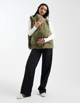 Mama.licious Mamalicious Maternity 3-in-1 Teddy Vest With Removable Front In Green