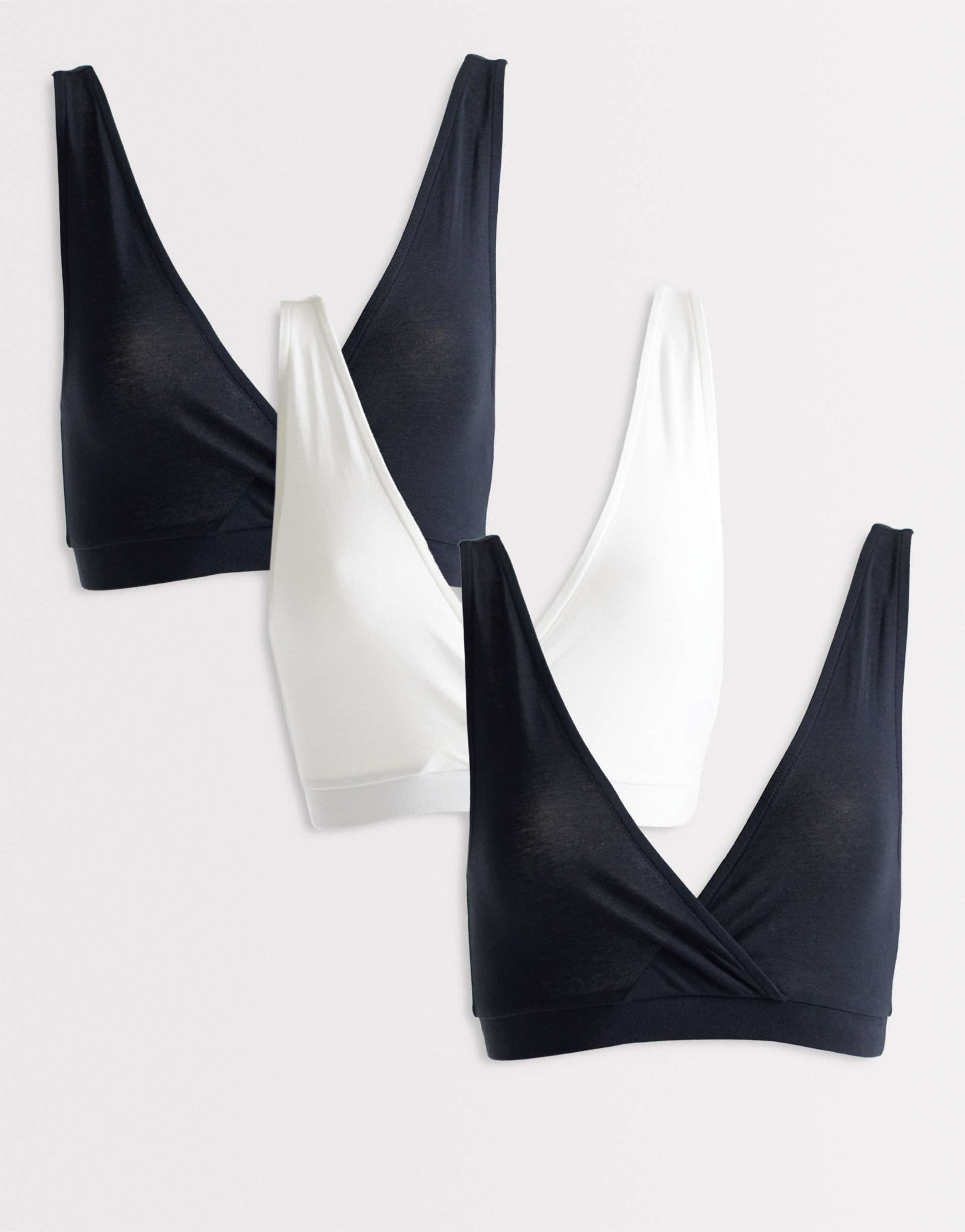 mamalicious maternity 3 pack 2 function nursing bras in black and white