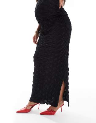 Mamalicious Maternity 3D textured maxi skirt co-ord in black