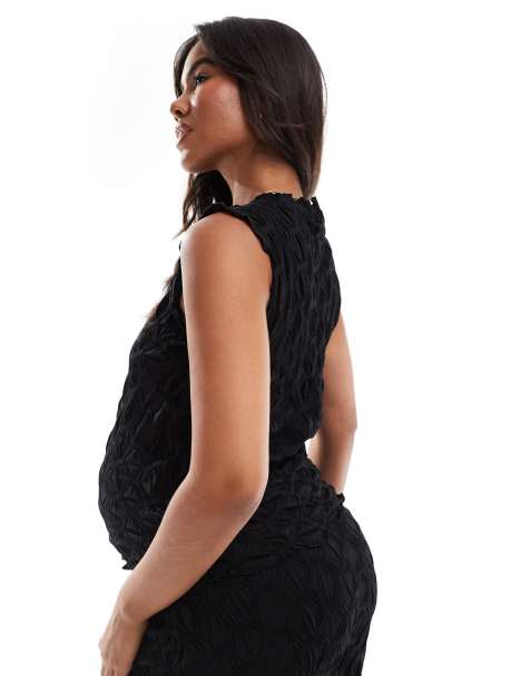 Mamalicious Maternity 3D textured sleeveless top co-ord in black - view 1