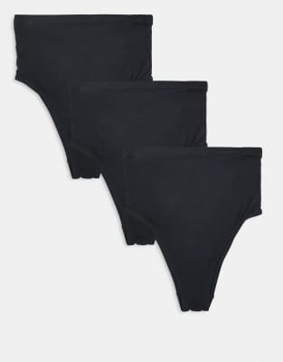 Mamalicious Maternity - 3er-Pack Slips in Schwarz mit hoher Taille und hohem Beinausschnitt, Umstandsmode