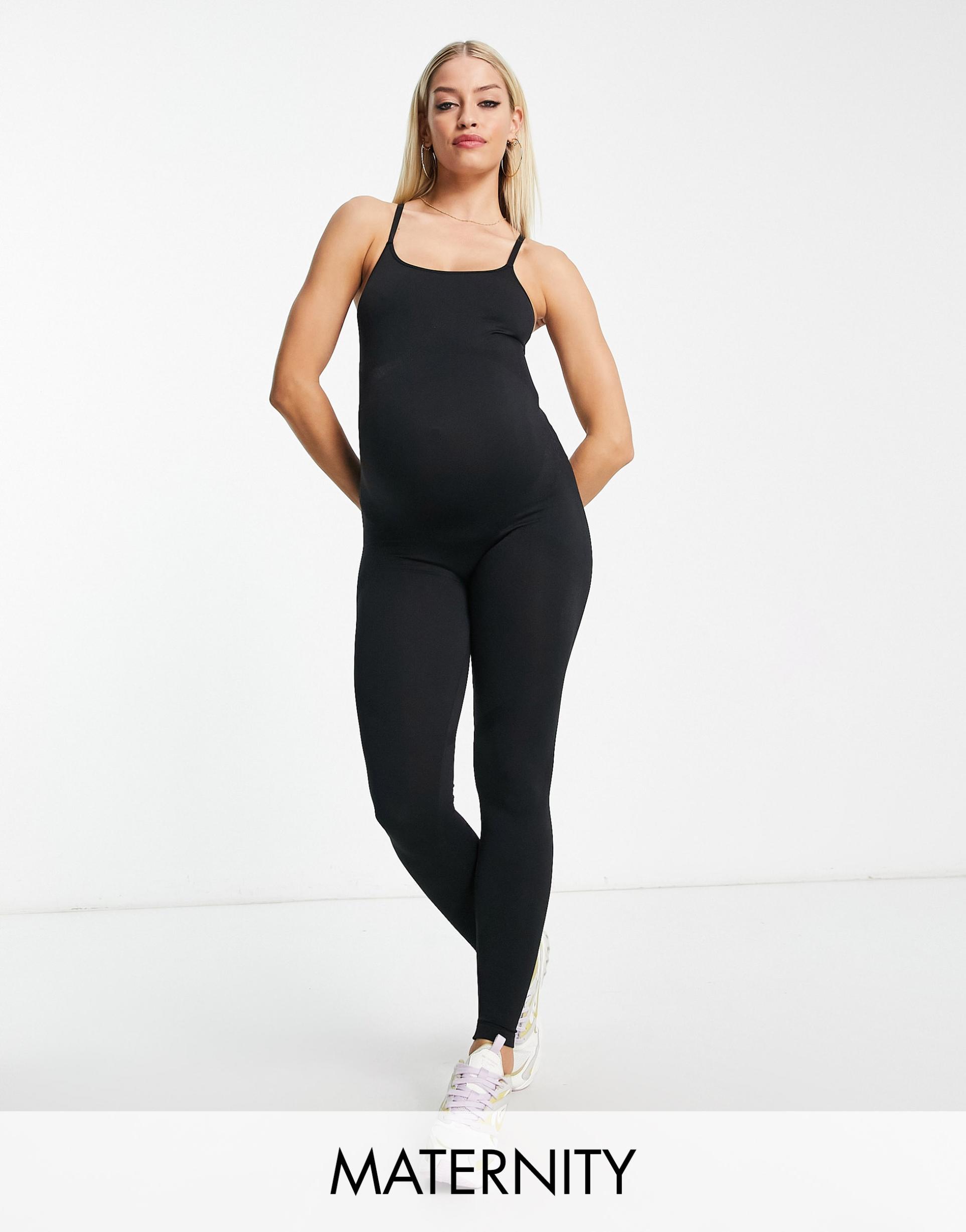 mamalicious maternity active unitard in black