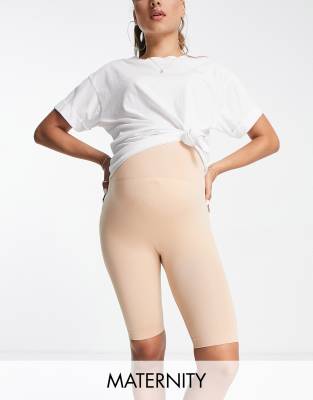 Mamalicious Maternity over the bump shapewear shorts in beige