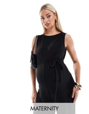 Mamalicious Maternity - Ärmelloser Jersey-Jumpsuit in Schwarz