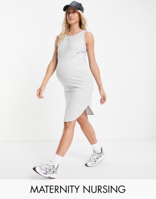 Mama.licious Maternity - Ärmelloses Stillkleid in Grau