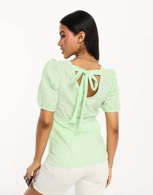 Mama.licious Mamalicious Maternity Belted V Neck Seersucker Top In Multi