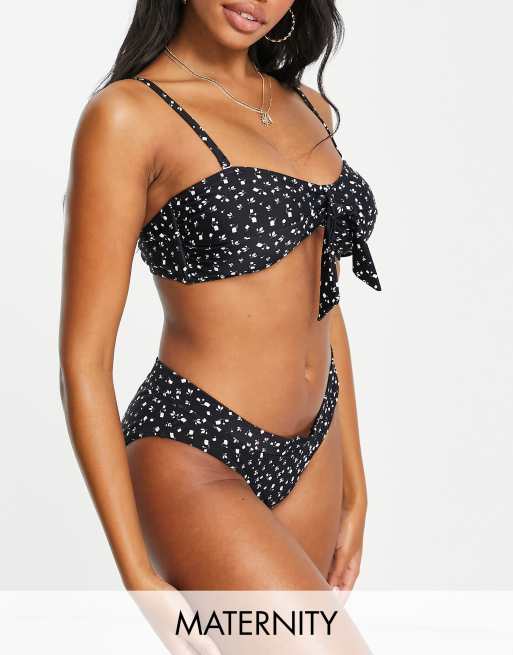 Mamalicious Maternity – Bikini z wiązaniem z przodu i wzorem w kwiatki