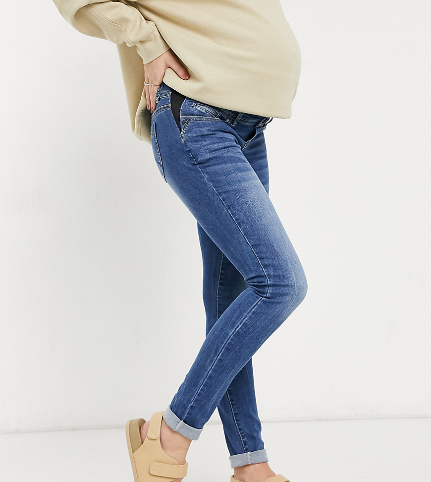 Mamalicious – Maternity – Blå slim jeans med raka ben