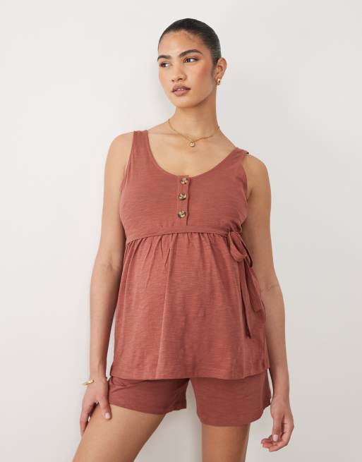 Mamalicious Maternity - Bordeaux shorts med taljekant under maven - Del af sæt, 3 af 5