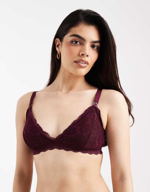 Mamalicious Maternity - Brassière per l'allattamento morbida in pizzo color bordeaux