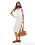 [Mama.licious] Mamalicious Maternity button-down ribbed jersey dress in cream-White XS Birch melange