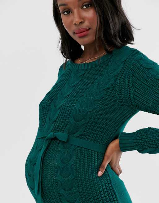 Maternity Short Dress- Knitted (Green)