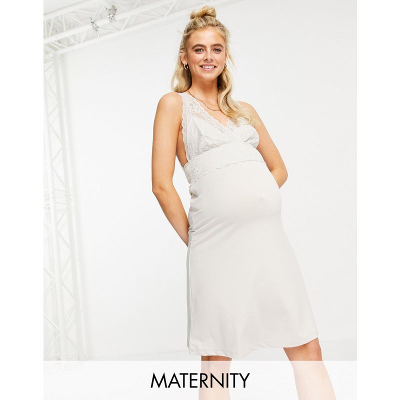Intimo e abbigliamento notte Abbigliamento notte Mamalicious Maternity - Camicia da notte per l'allattamento con pizzo in azzurro