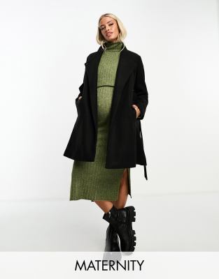 Mamalicious Maternity - Cappotto nero a portafoglio  