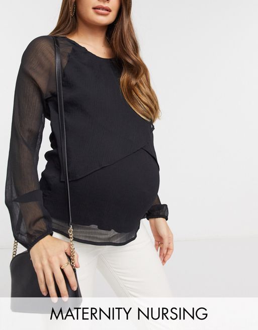Maternity and nursing long/half sleeve + double layer top