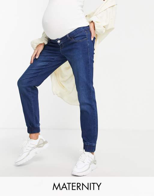 Mamalicious Maternity – Ciemnoniebieskie jeansy o obcisłym kroju