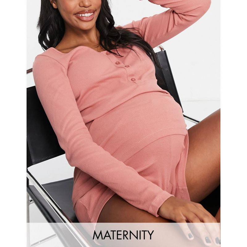Pigiami Donna Mamalicious Maternity - Completo pigiama corto in cotone organico rosa