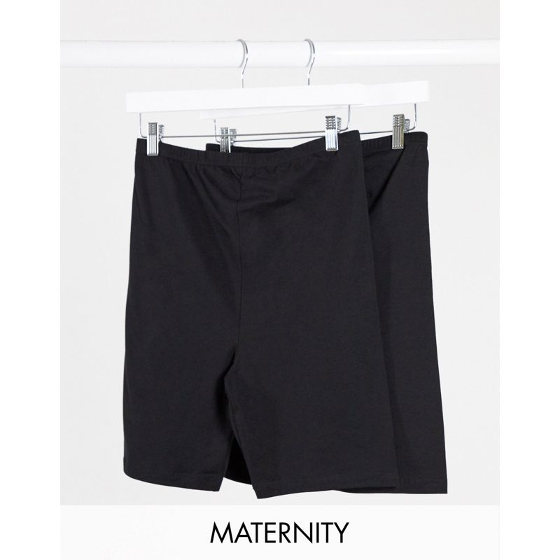  iVVwf Mamalicious Maternity - Confezione da 2 pantaloncini in jersey di cotone organico neri