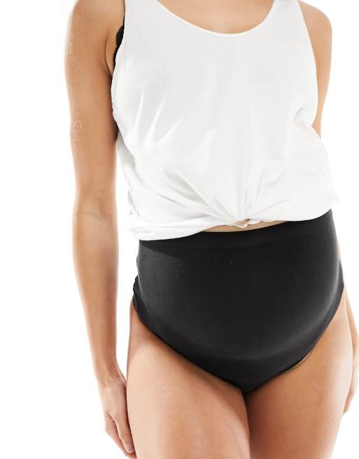 Mamalicious Maternity - Confezione da 2 perizomi neri con fascia per il pancione, 4 di 4