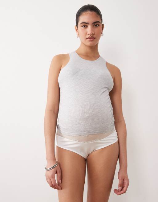 Mamalicious Maternity - Confezione da 2 slip in morbido pizzo bianco, 3 di 4