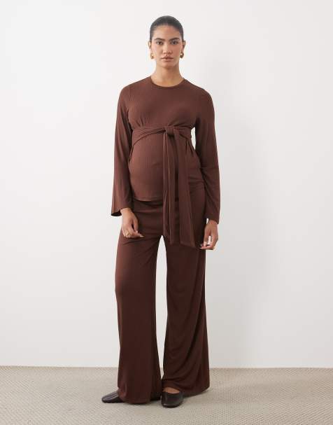 Mamalicious Maternity - Conjunto marrón óxido de punto acanalado - view 1